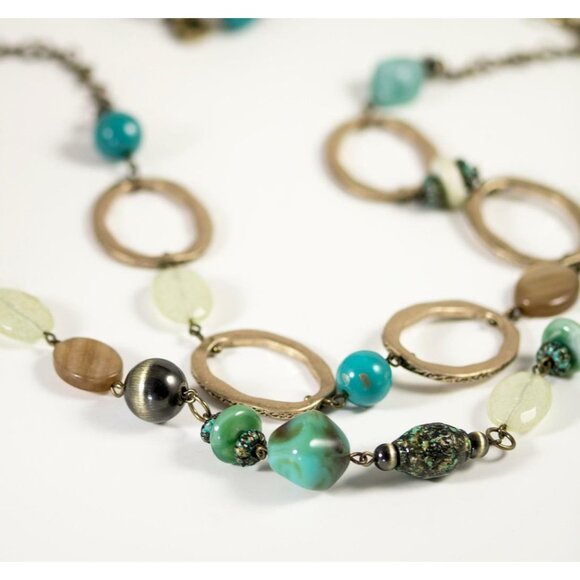 Premier Designs Double-Strand Convertible Adjustable Metal & Bead Necklace 35" - Picture 6 of 10